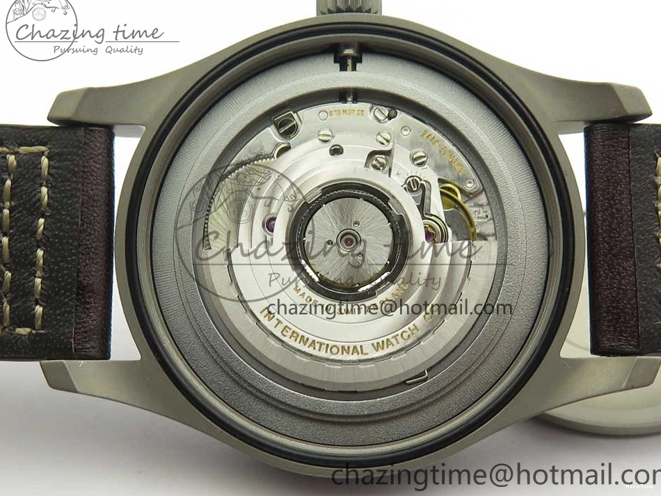 MIROTIME 0310 SmartChoice Mark XVIII IW327006 Titanium M+F 1:1 Best Edition Black Dial on Brown Leather Strap A 7145